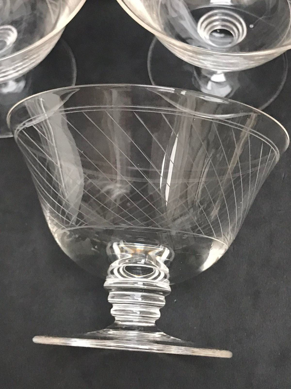 4 Antique Champagne Coupes Glasses Crystal Cut Coupes 1920s French Set 2 Stem Bar Cart Decor Wedding Bartender Cocktail Glasses Gift photo vintage