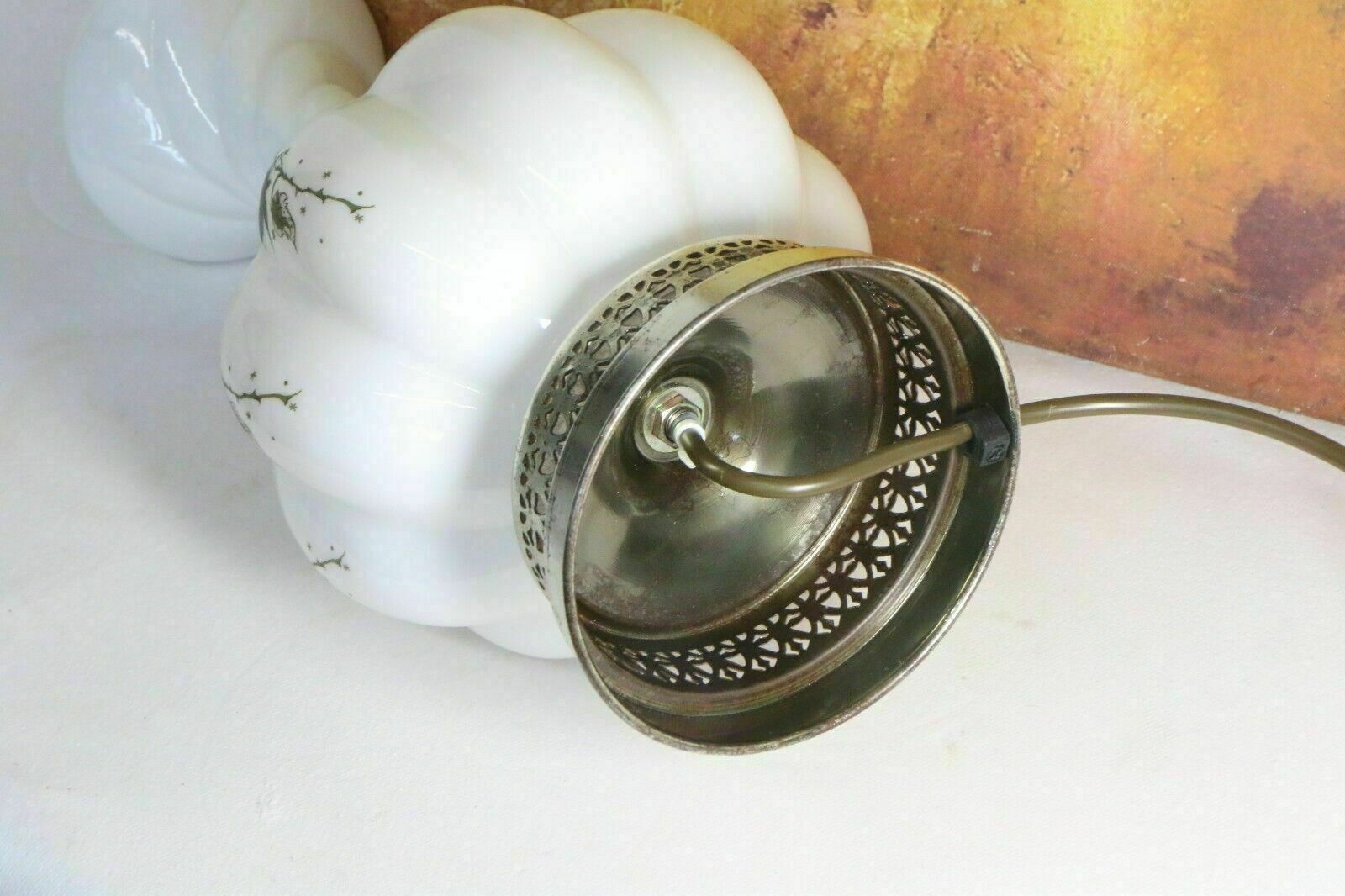 Lighting Vintage Table Lamp French Moulded Milk Glass Lamp Mid 20th Century White Glass photo