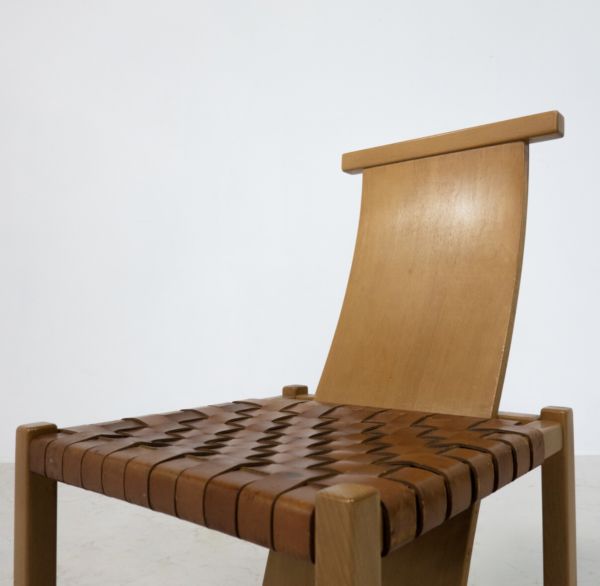 Mid Century Modern Set Of 12 Wood And Leather Chairs, Italy, 1950s photo 11870.0