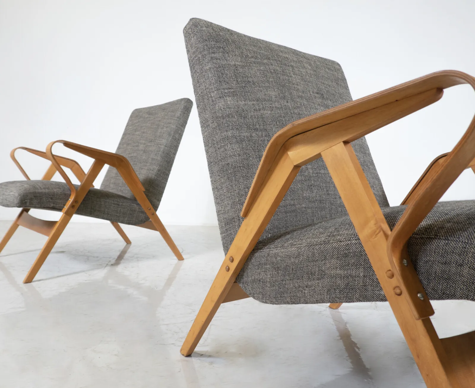 Mid Century Modern Pair Of Armchairs, 1950s, Czech Republic (New Upholstery) photo buy