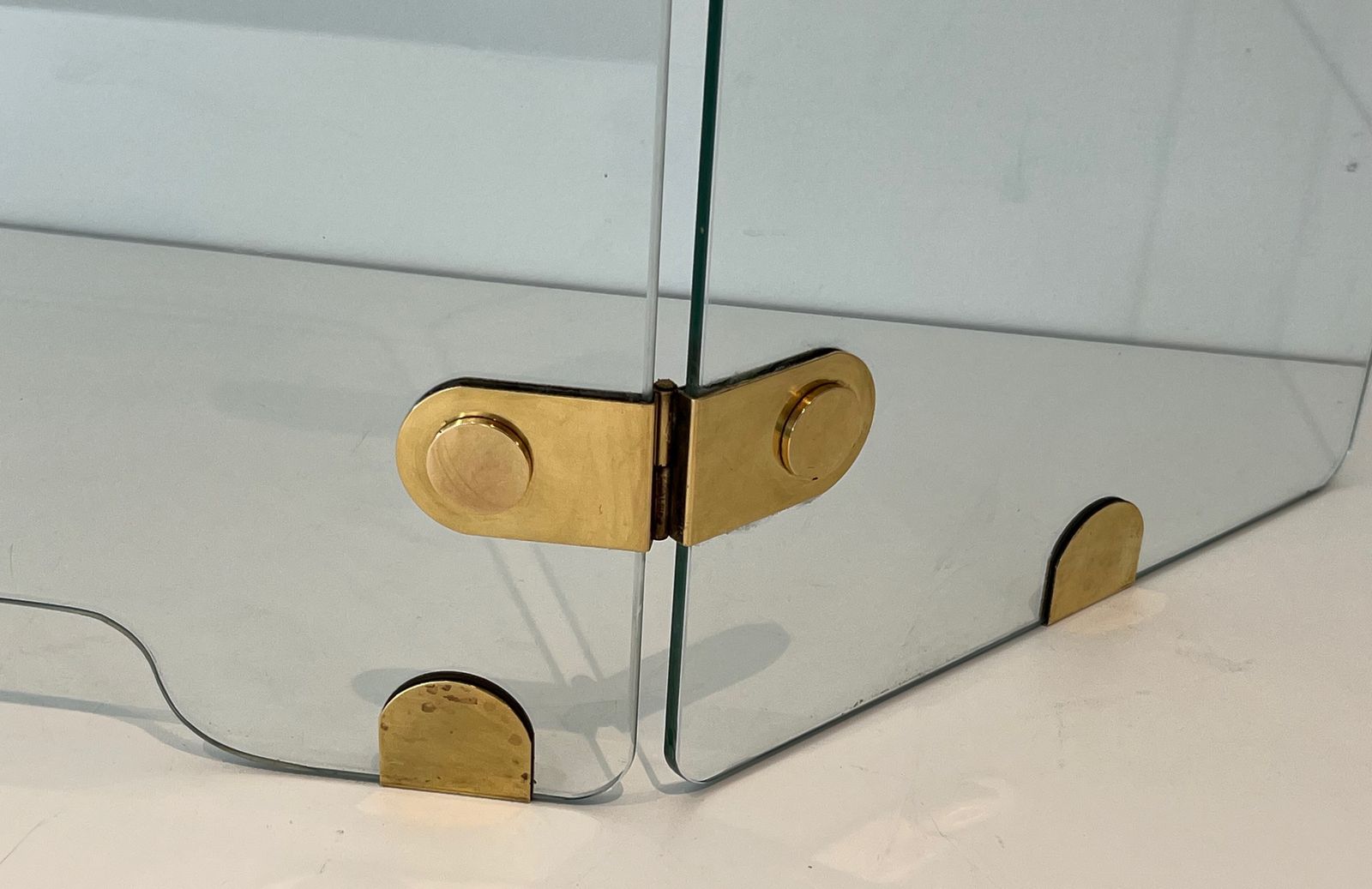 Tri Fold Glass And Brass Firewall. Around 1970 photo 1050.0