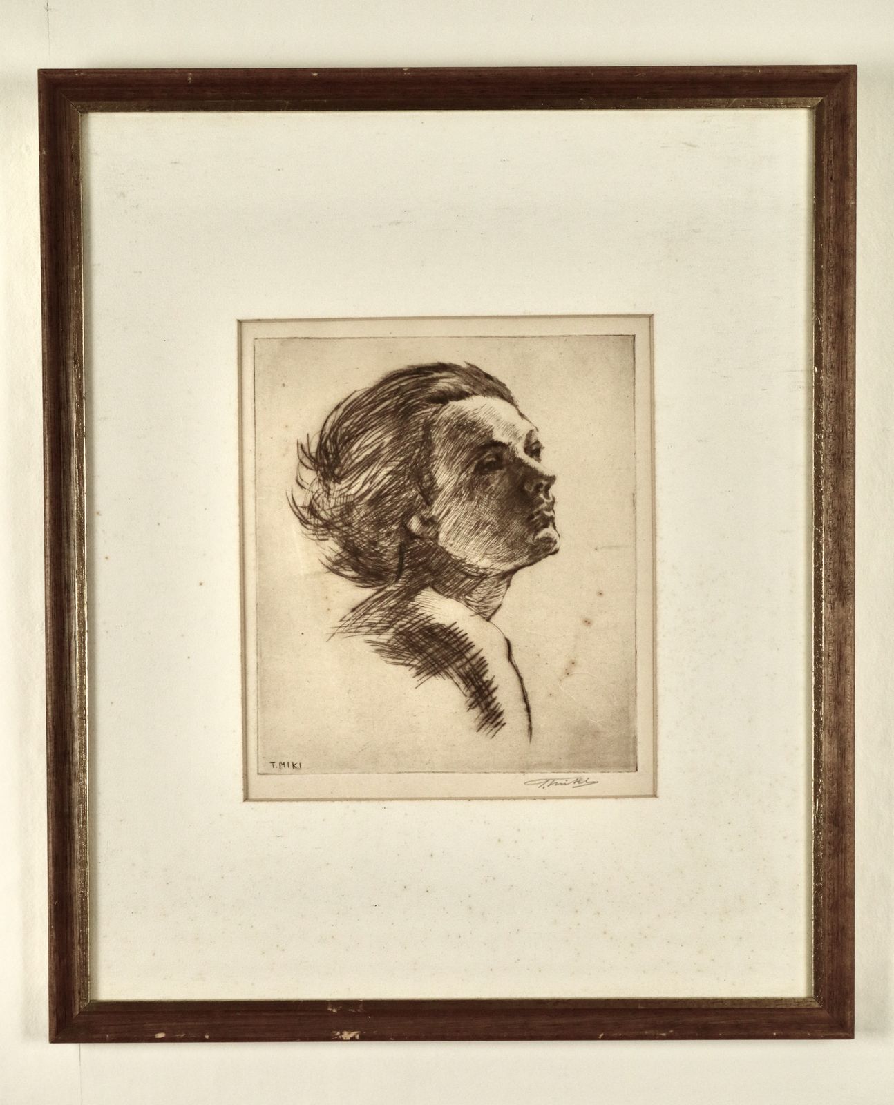 Etching Head Of Girl   Miki Tatsuo (B.1904) Japanese Hand Signed **Reduced** photo furniture