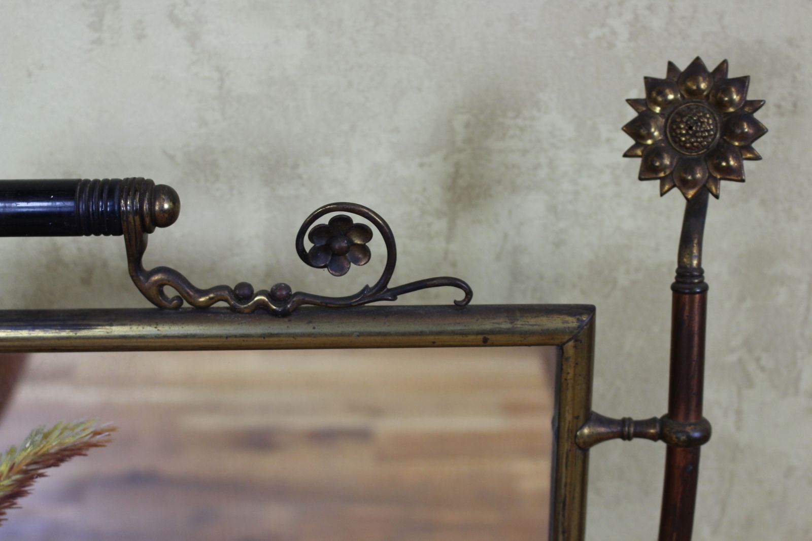 Victorian Aesthetic Movement Mirrored Brass Firescreen C 1880 photo for sale