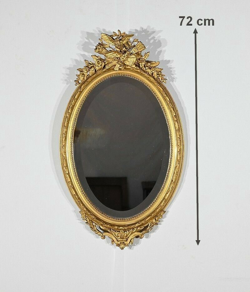 Oval Mirror In Golden Wood, Louis XVI Style – 2nd Part 19th Century photo furniture