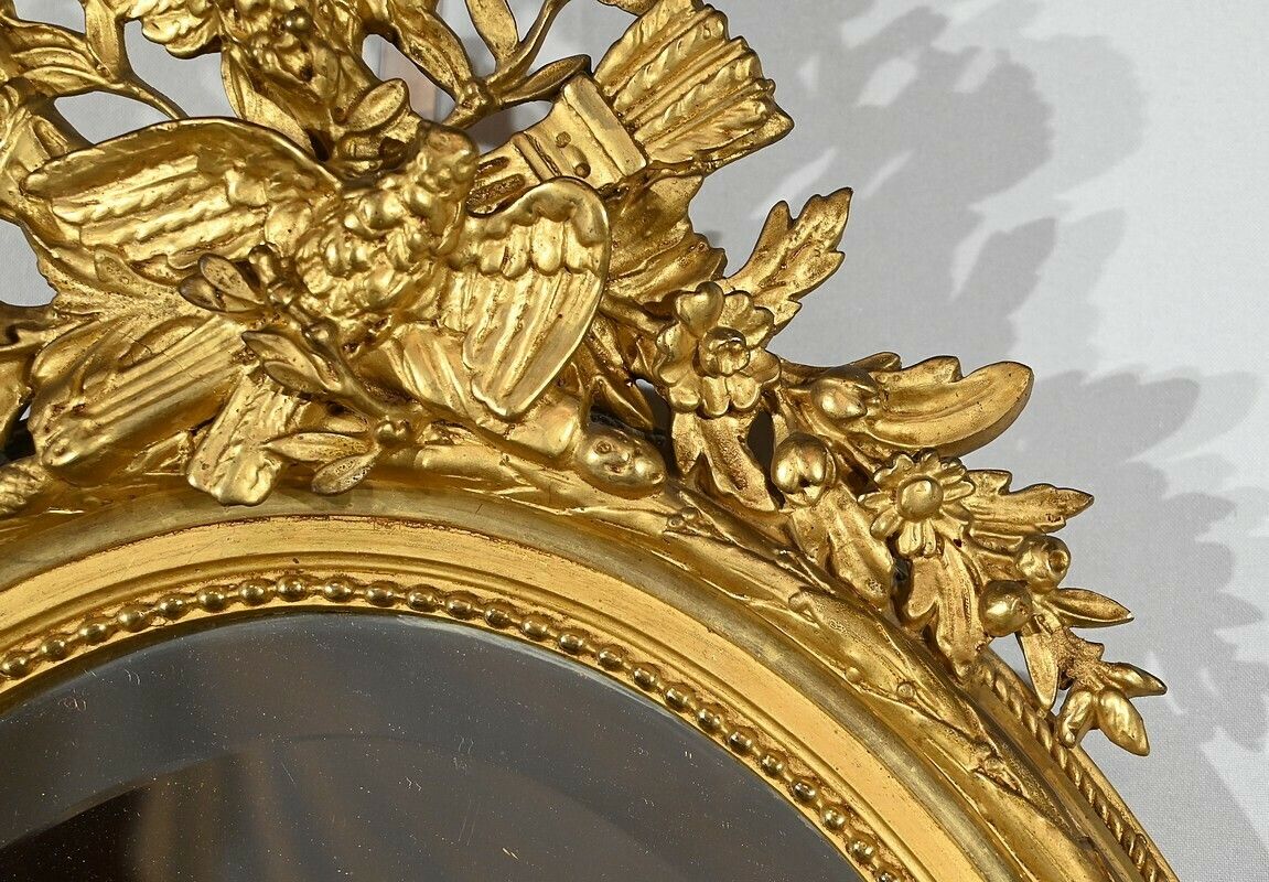 Oval Mirror In Golden Wood, Louis XVI Style – 2nd Part 19th Century photo vinterior