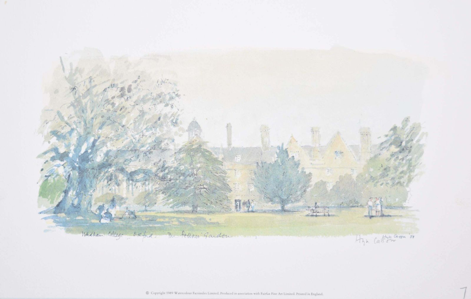 Hugh Casson Wadham College, Oxford Lithograph By Hugh Casson 1989