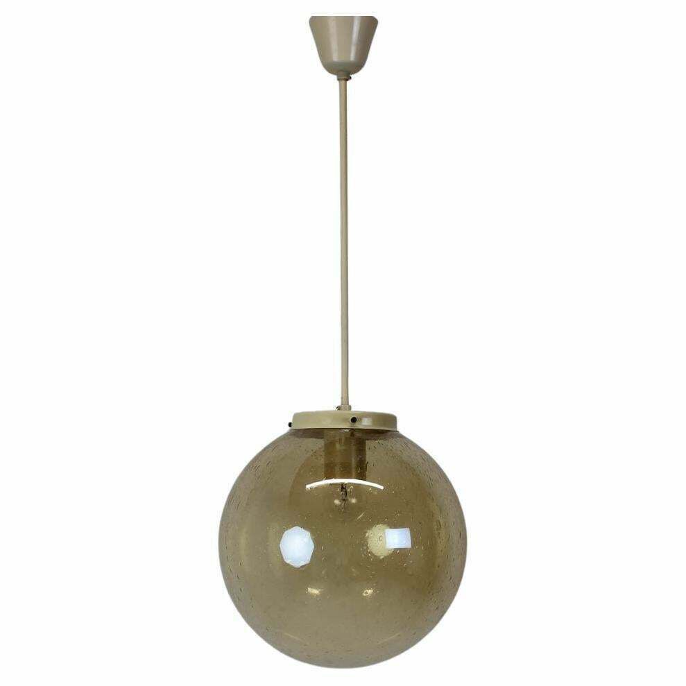 Mid Century Brass And Glass Chandelier By Valasske Mezirici, 1970's