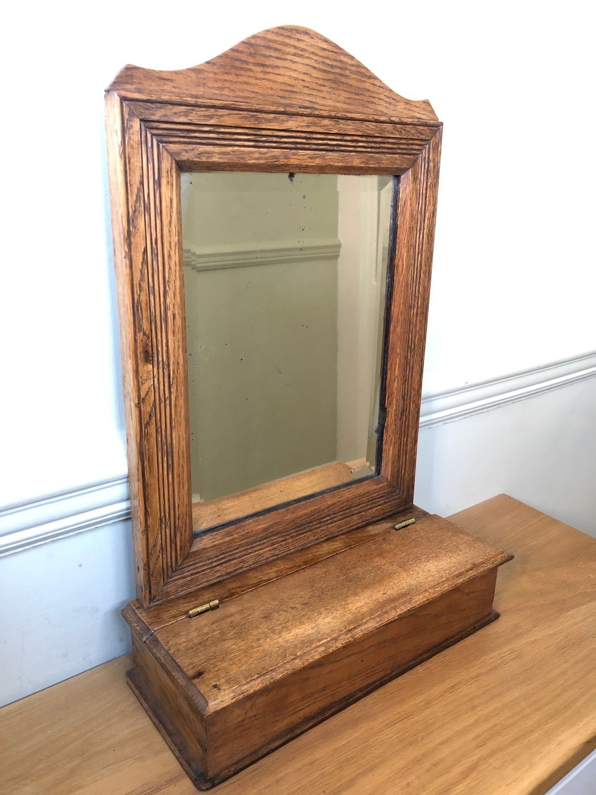 Antique Wall Mirror Valet, English, Hall, Glove Box, Victorian C.1890 photo furniture