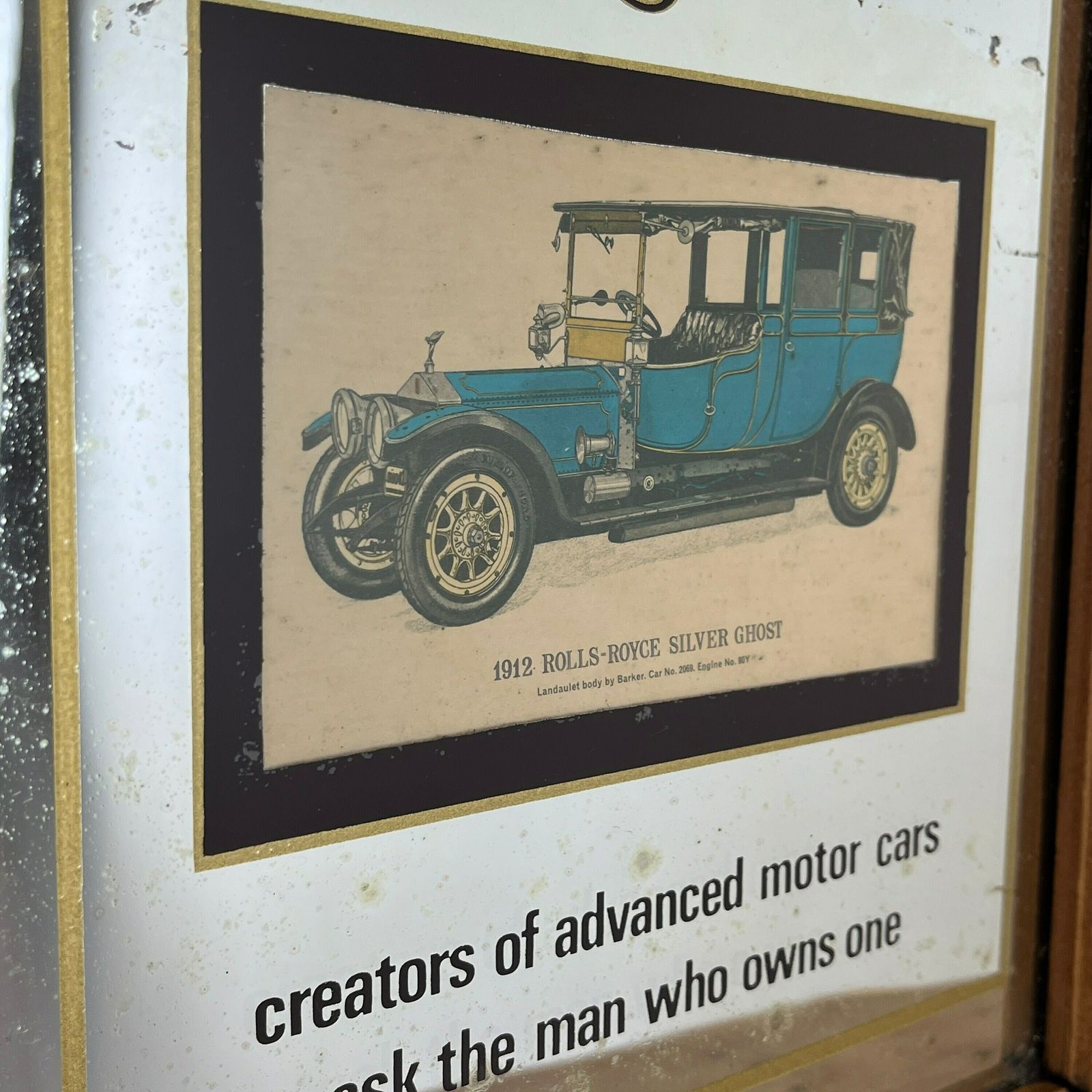 Prestige Rolls Royce Silver Ghost 1912 Vintage Mirror, Automobile Car Picture, Transport Collectable, Wall Art, Advertising Mirror photo buy
