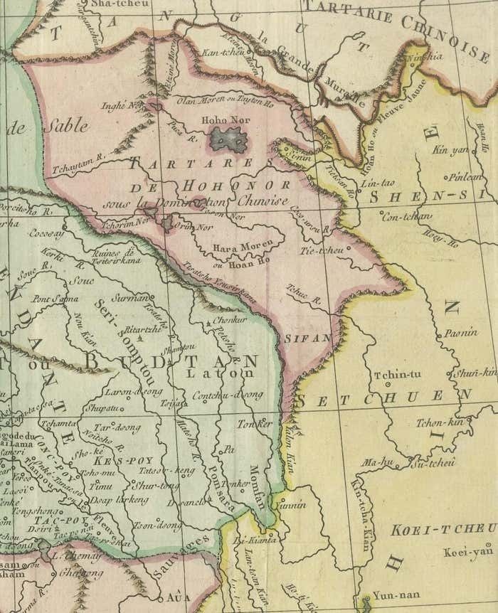 Original Hand Colored Antique Map Of Tartary And Northern India photo 363.0
