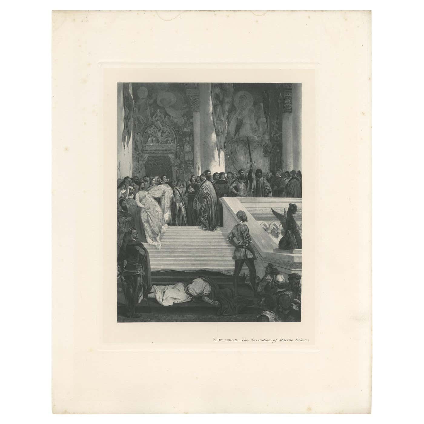 Antique Print Of 'The Execution Of Marino Faliero' Made After Delacroix '1902