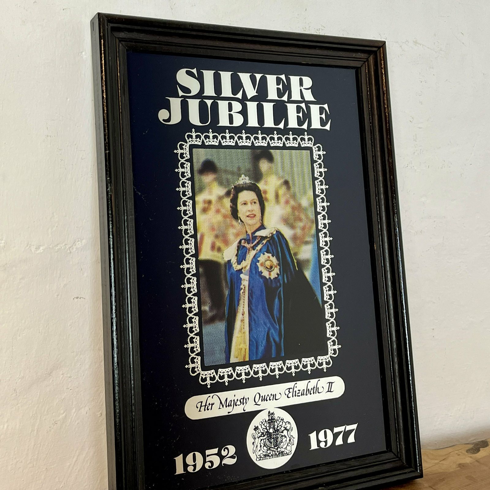 Vintage Silver Jubilee Collectable Mirror, Queen Elizabeth II, Royal Souvenir, Memorabilia Wall Art, Picture, London Sign, British Royal