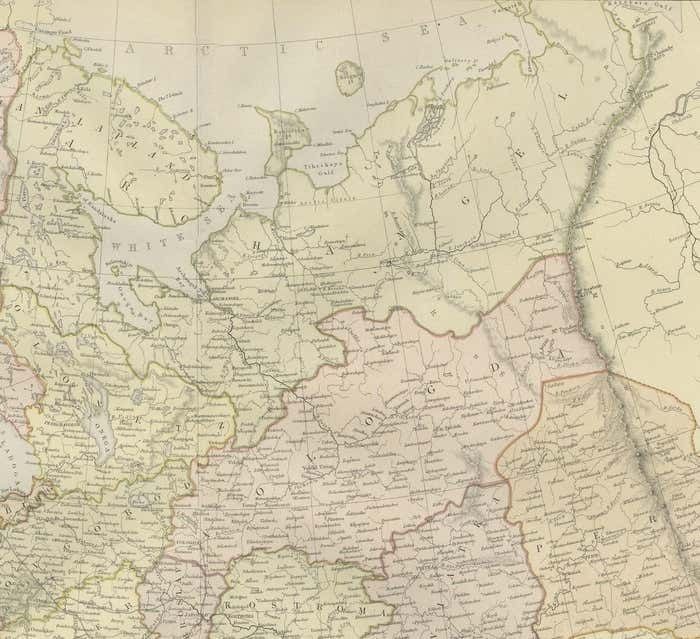 Original Antique Map Of Russia In Europe, 1882 photo furniture