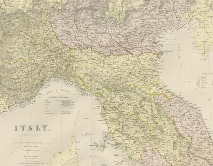 Original Antique Map Of Italy With An Inset Of Sardinia, 1882 photo furniture