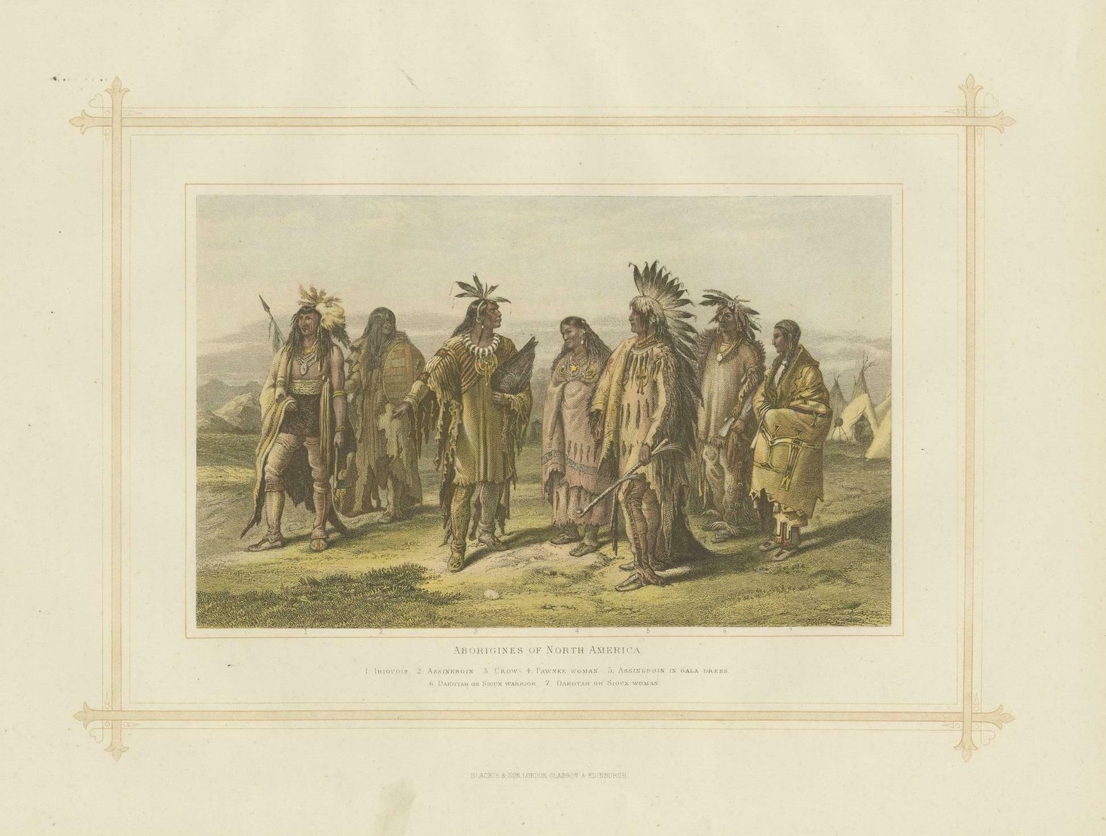 Antique Lithograph Of The Aborigines Of North America, 1882 photo furniture