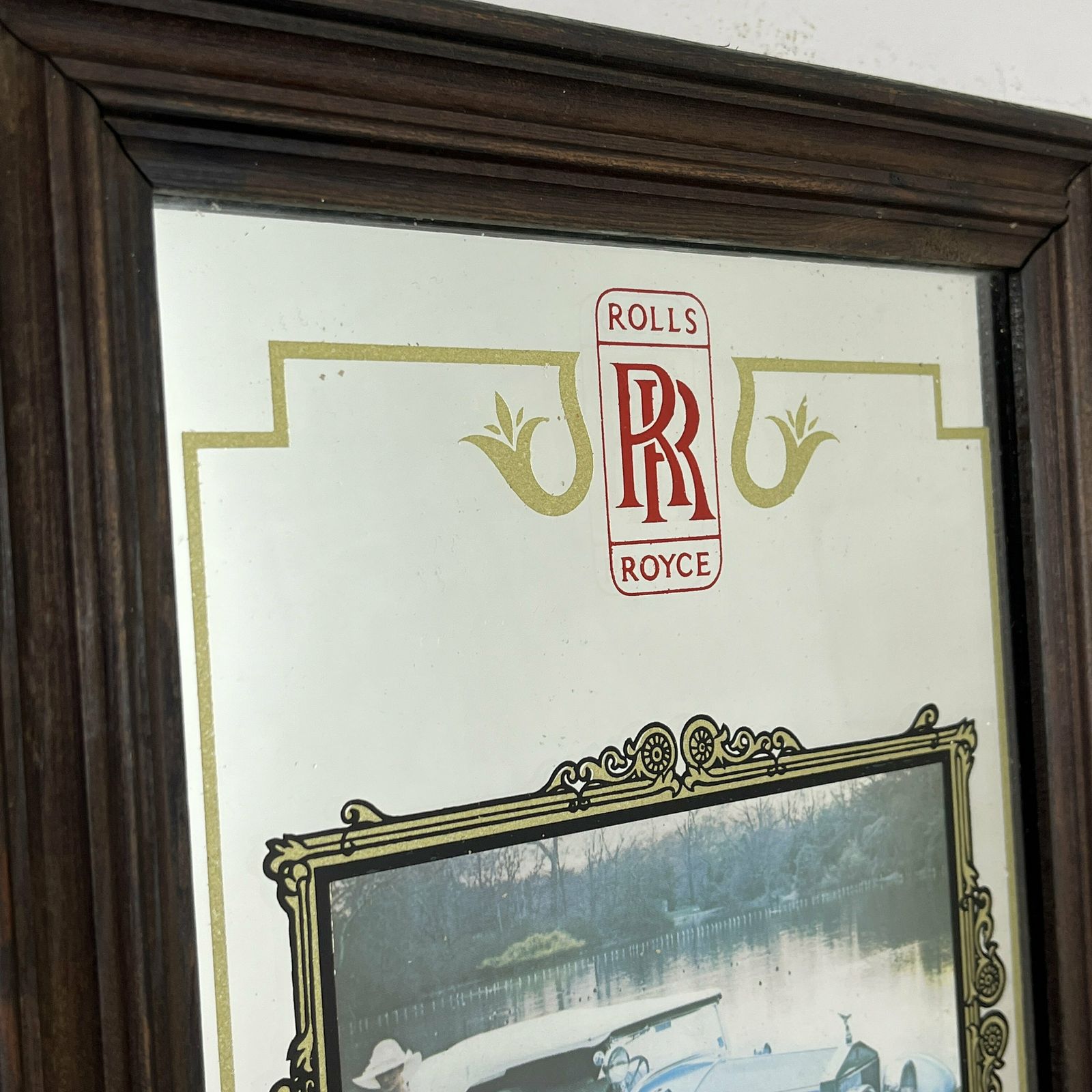 Elegant Rolls Royce Vintage Mirror, Automobile Car Picture, Transport Collectable, Wall Art, Advertising Mirror photo Art