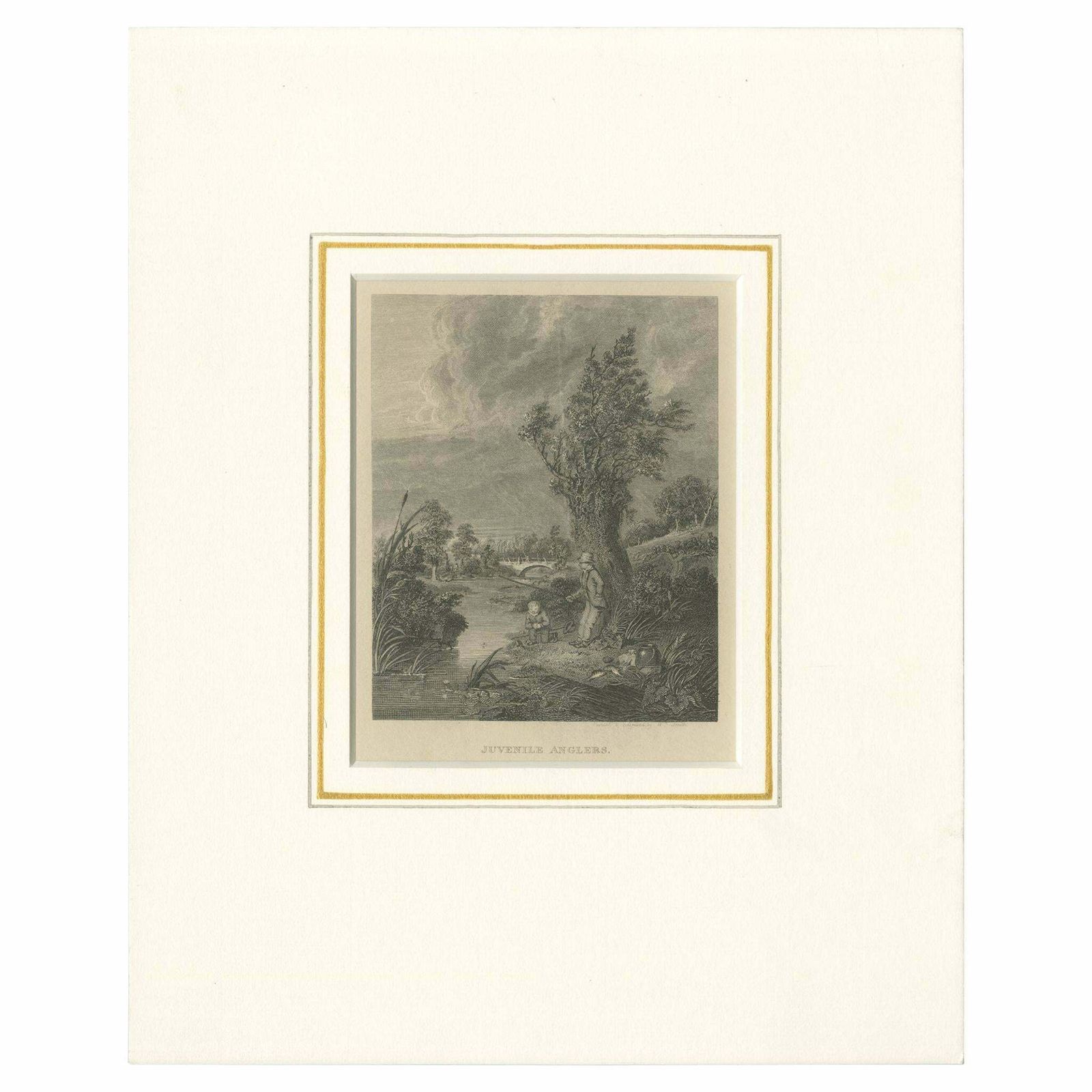 Antique Print Of Young Anglers By Pittman 1822