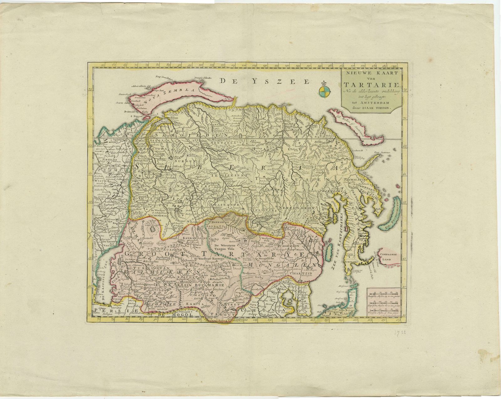 Antique Map Op Siberia And Chinese Tartary With Original Hand Coloring photo furniture