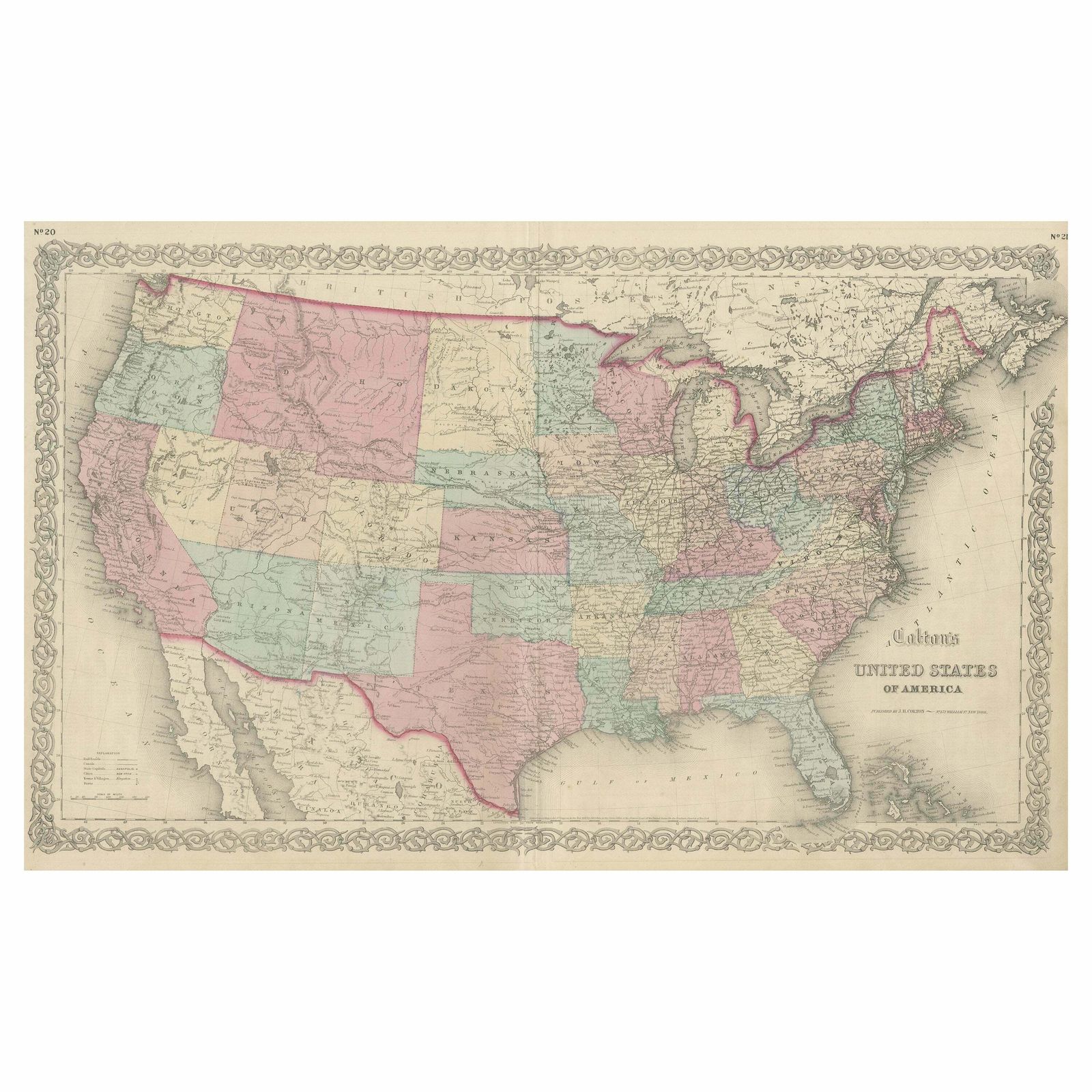 Antique Map Colton's United States Of America