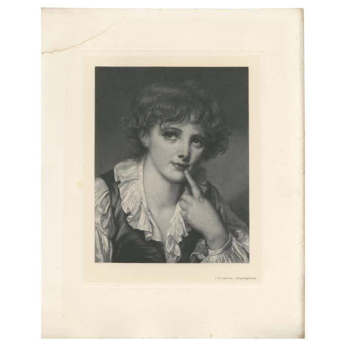 Antique Print Of 'Espièglerie' Made After J.B. Greuze (1902)
