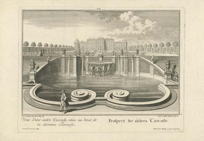 Antique Print Of The Lower Cascade By Wolff '1737' photo Art