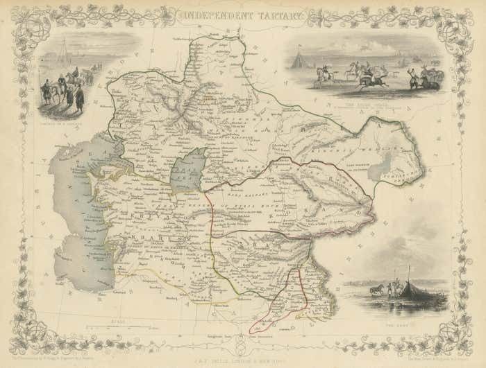 Antique Map Of Central Asia Between The Caspian Sea And Lake Balkhash photo for sale