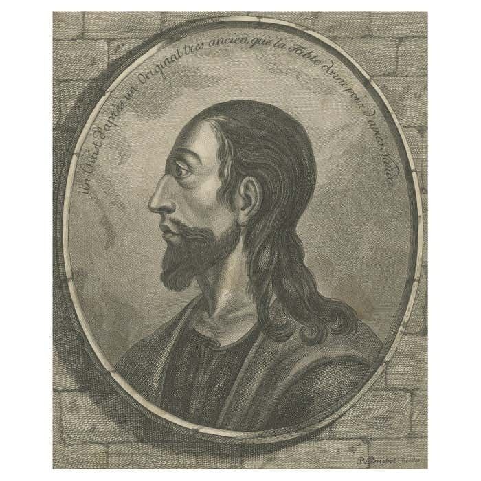 Copper Engraved Portrait Of Jesus Christ By Robert Brichet, Around 1800