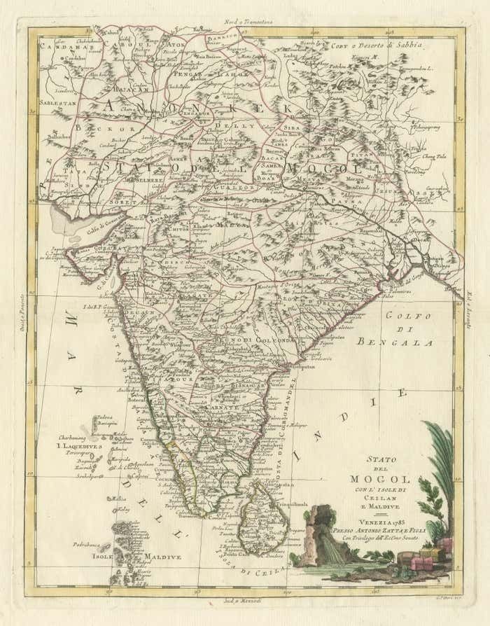 Antique Map Of India And Ceylon, Along With The Maldives photo for sale