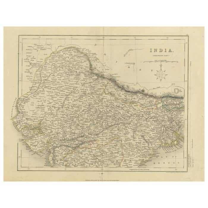 Carte d'époque de l'Inde du Nord