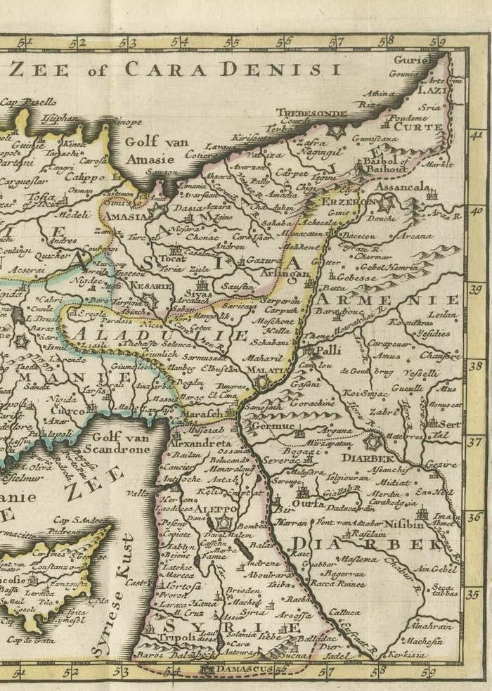 Old Map Of Anatolia, Part Of Modern Day Turkey, Armenia And Syria, 1745 photo Art