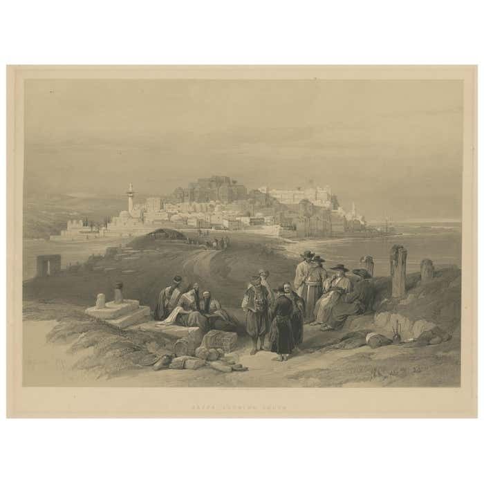 Tinted Lithograph Of The City Of Jaffa