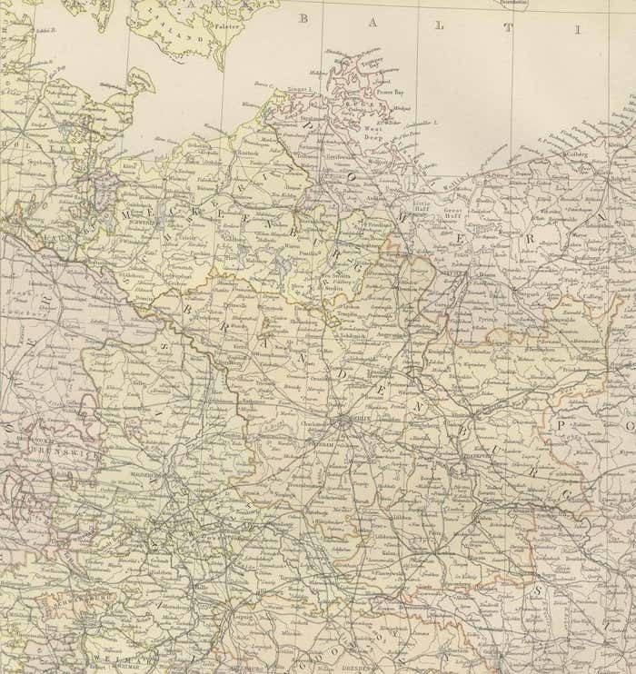 Antique Map Of The German Empire (East Sheet), 1882 photo for sale