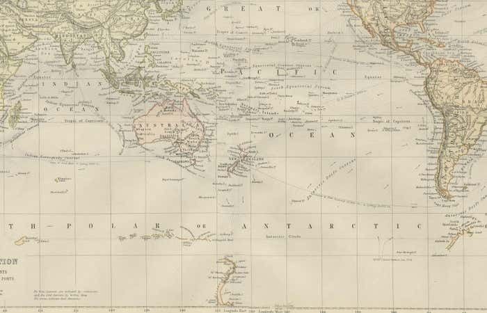 Colorful Detailed Antique Map Of The World On Mercators Projection, 1882 photo furniture