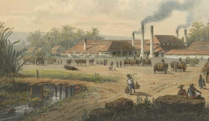 Original Chromolithograph Of A Sugar Factory In Java, Indonesia, 1872 photo 3024.0
