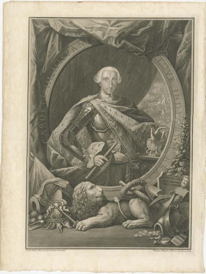 Antique Portrait Of Charles III Of Spain photo furniture