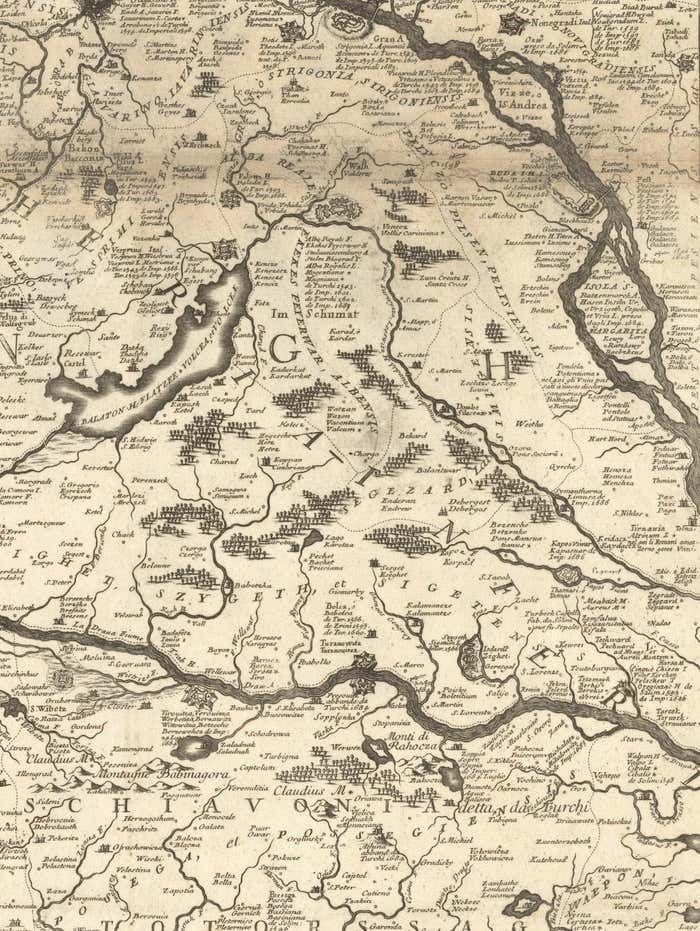Old Map Showing Info Related To The Ottoman Wars Including Conflict Dates, C1690 photo Art