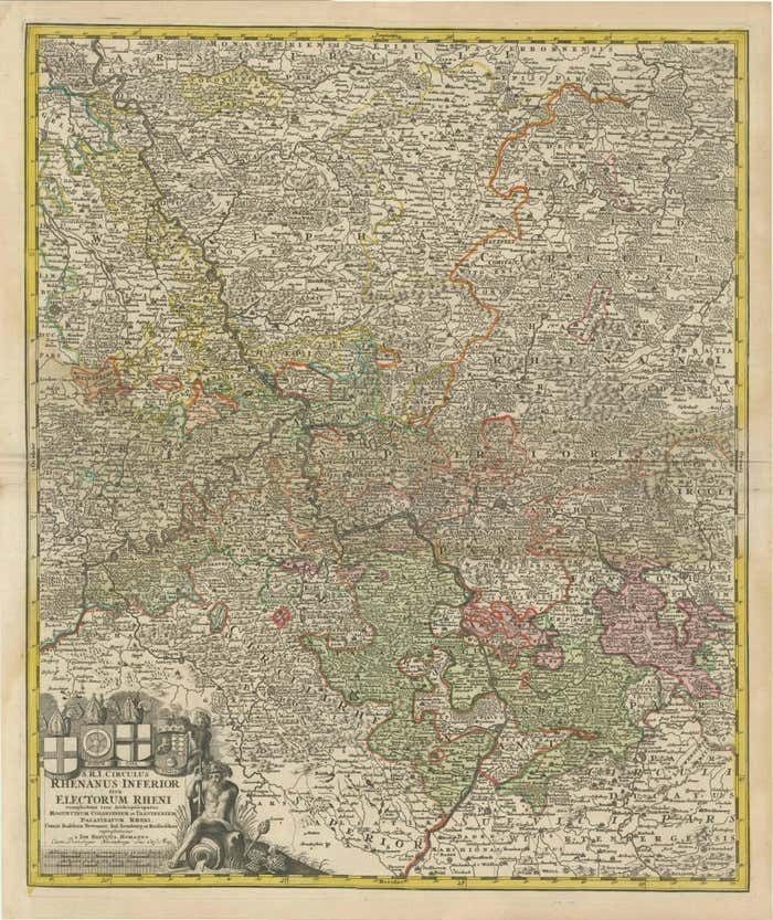 Detailed Antique Map Of The Lower Rhine Region, Germany photo furniture
