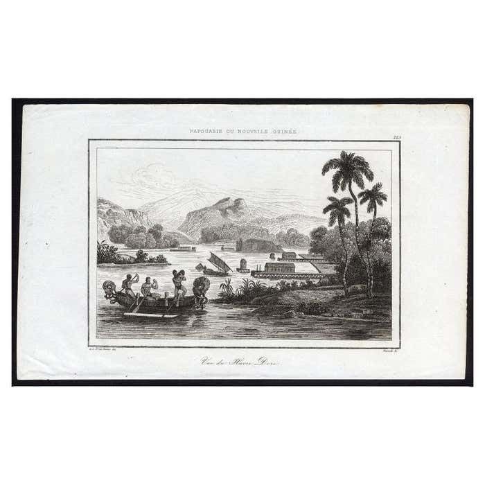 Antique Print Of Dory Harbour, New Guinea, 1836