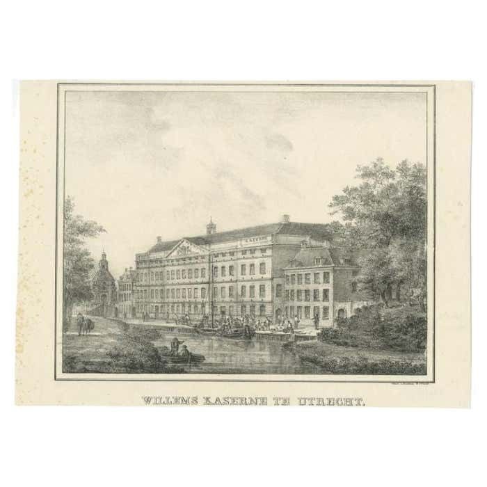 Antique Print Of The 'Willems Kazerne' In Utrecht, The Netherlands, C.1830