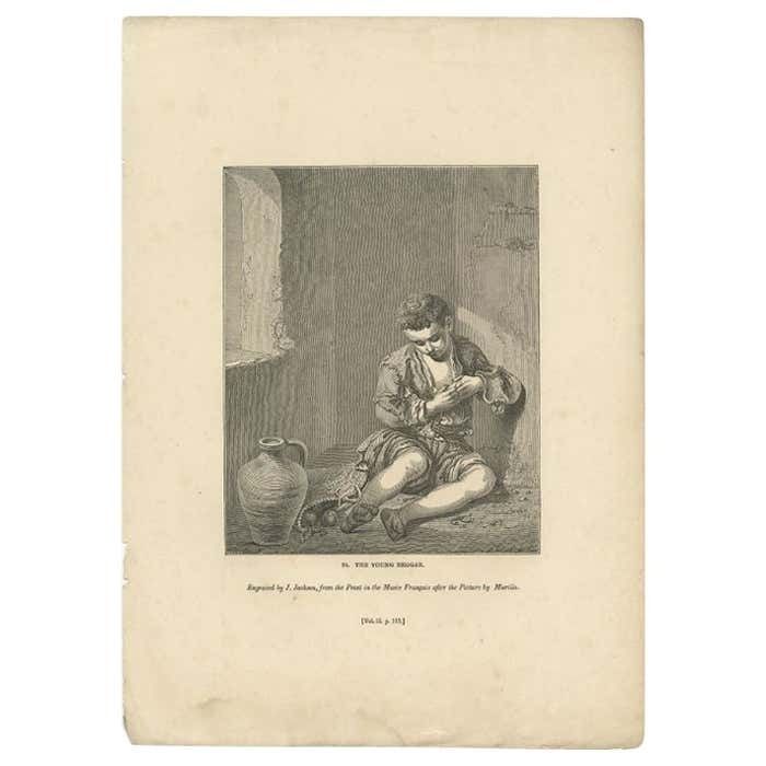 Antique Print Of A Young Beggar, 1835