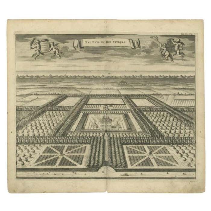 Antique Print Of The West Souburg Estate By Smallegange, 1696