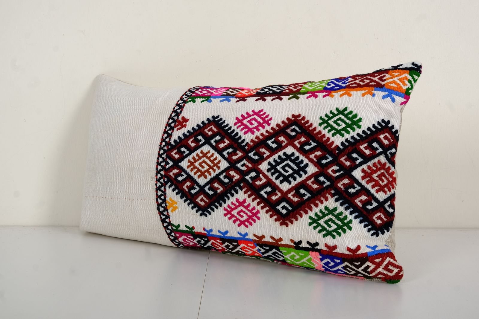 Organic Wool Outdoor Turkish Striped Pillow Covers, Wool Outdoor Anatolian Old Kilim Pillow Covers 12" X 24" photo for sale