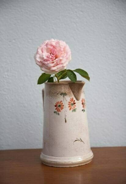 Pitcher In Opaque Porcelain Gien With Floral Motifs Vase photo for sale