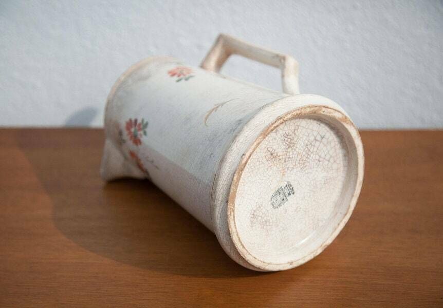 Pitcher In Opaque Porcelain Gien With Floral Motifs Vase photo 77.0