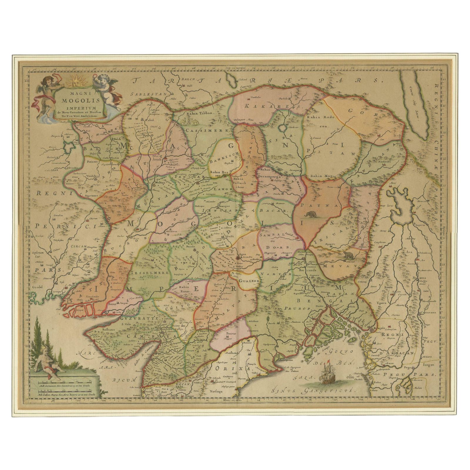 Antique Map Of The Empire Of The Great Mogul