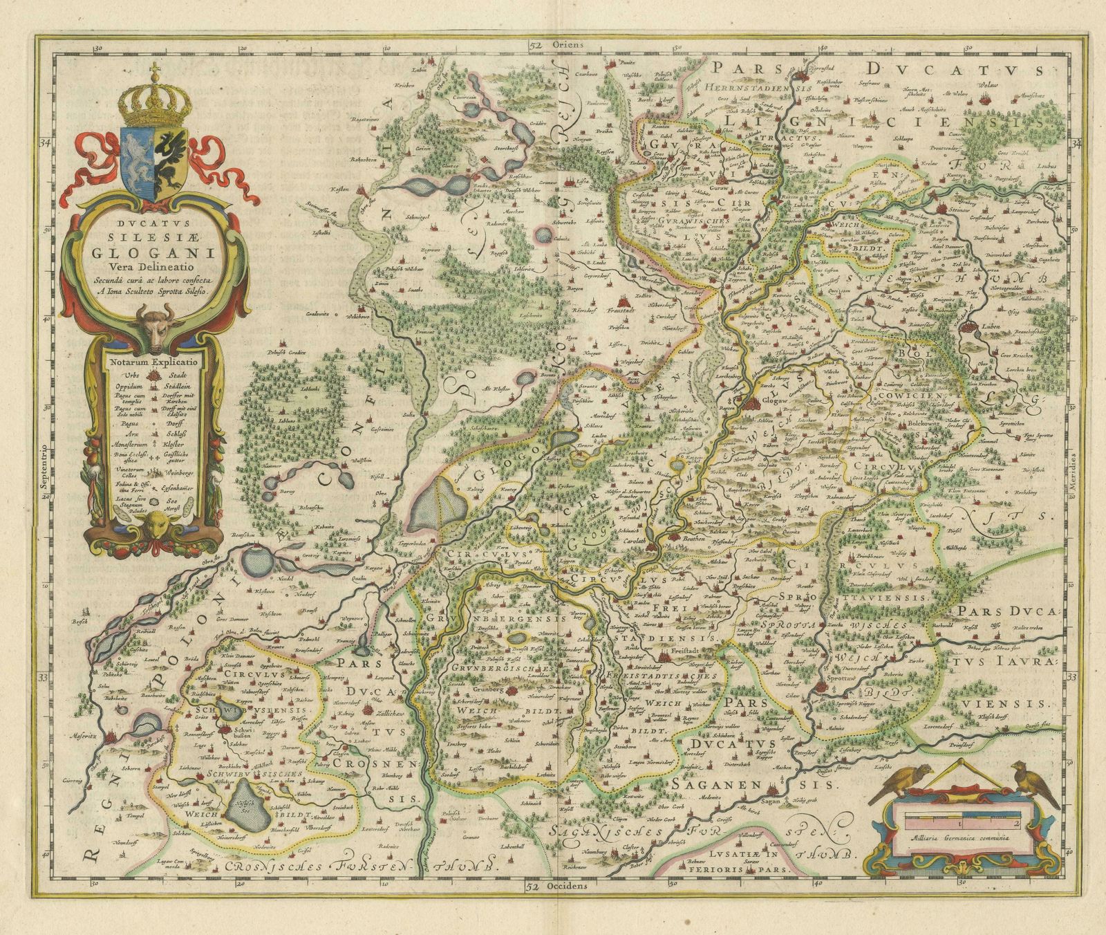 Antique Map Of Silesia Centered On Glogau photo for sale
