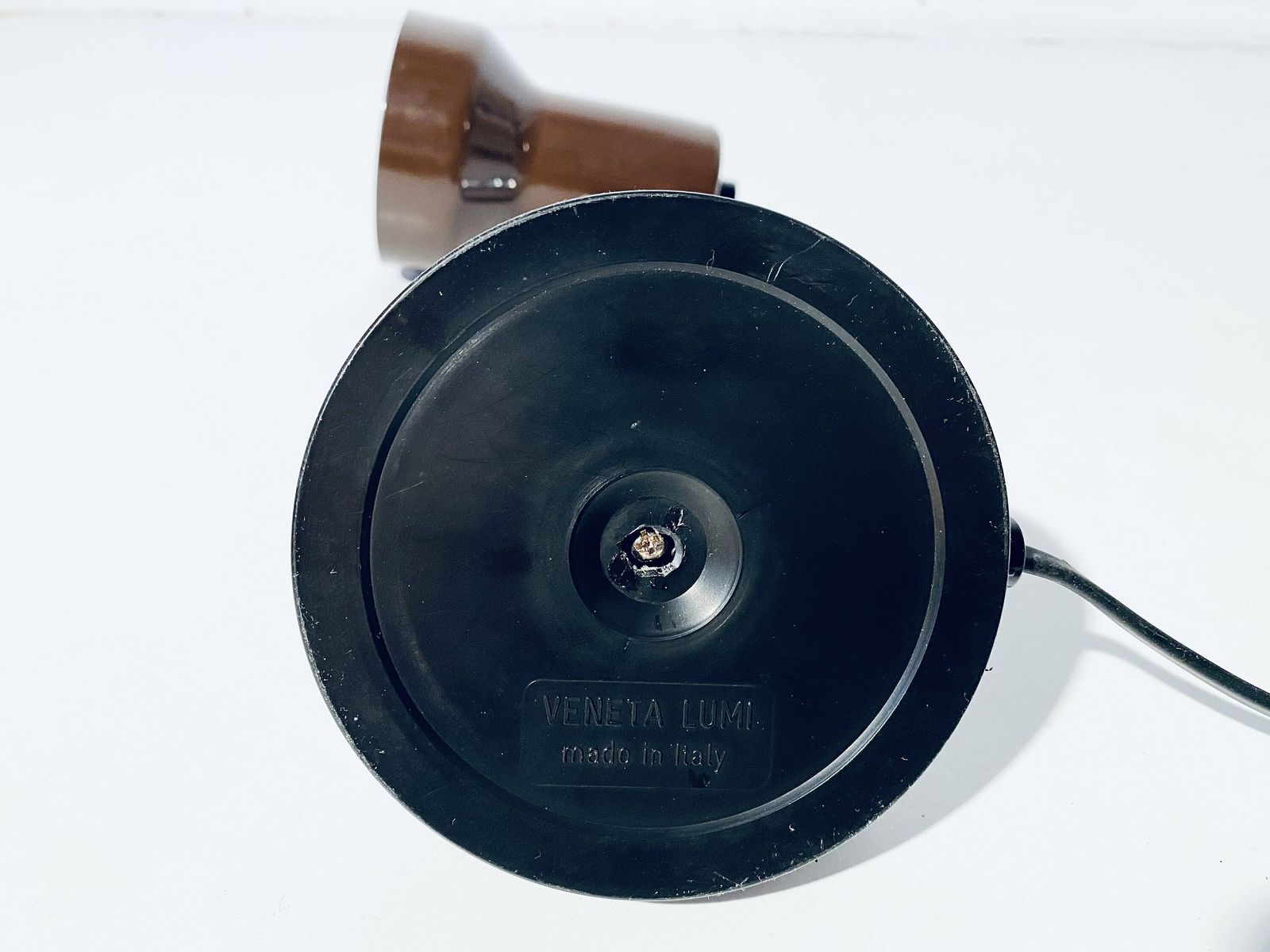 photo for sale Veneta Lumi Brown Metal Table Lamp Space Age / Vintage Decor 1970s