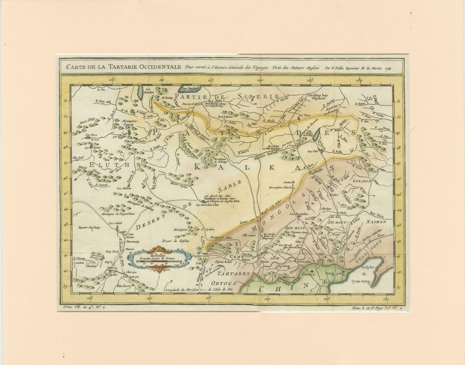Antique Map Of Tartary And Northeast Asia With Hand Coloring photo furniture