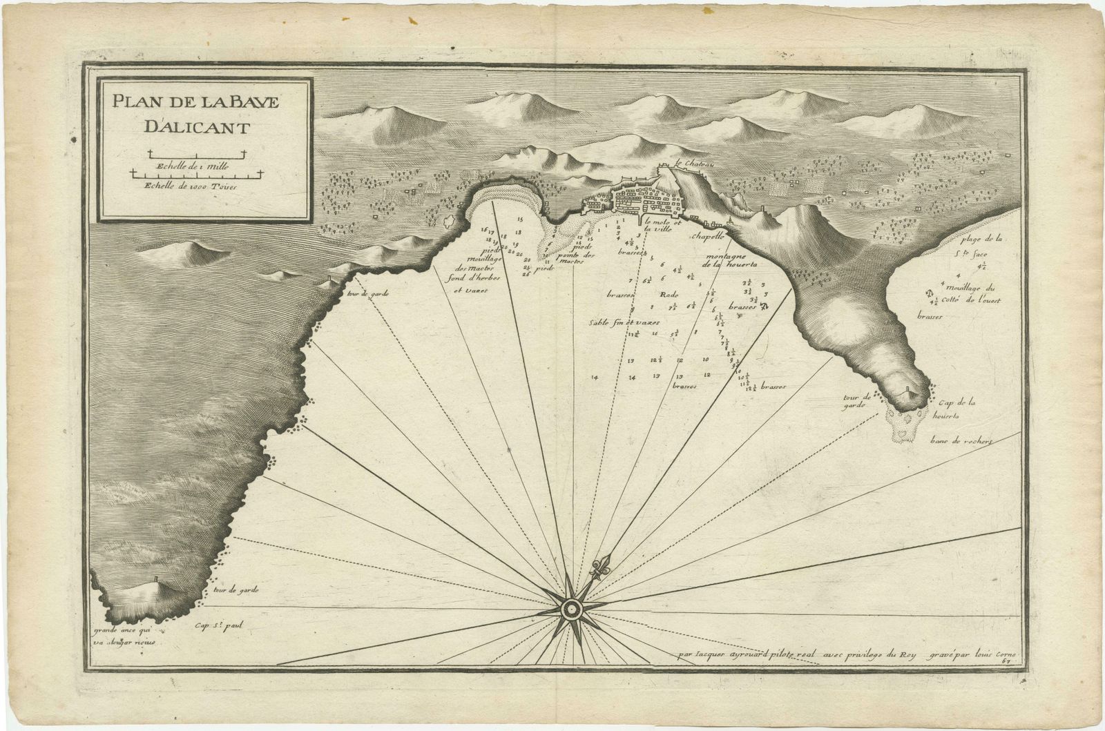 Antique Plan Of Alicante Bay, Spain photo furniture