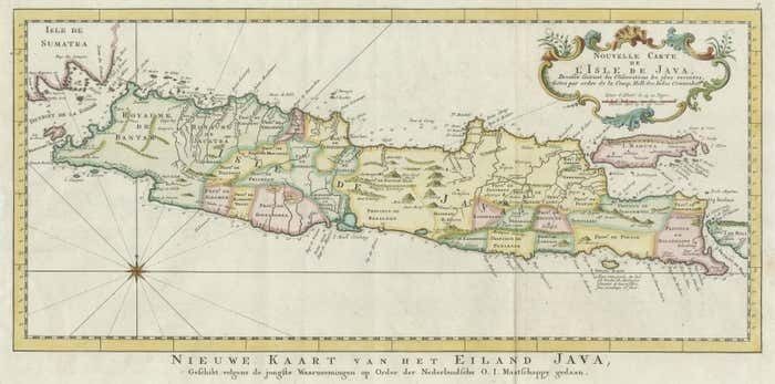 Antique Map Of The Island Of Java, Indonesia photo for sale